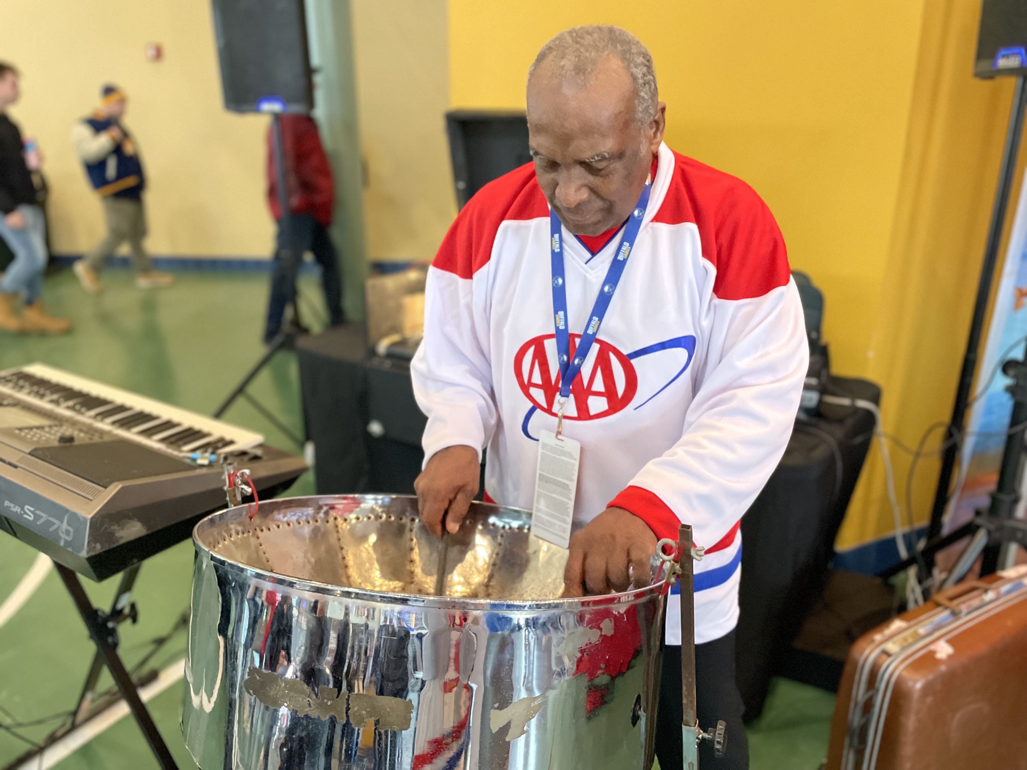 person plays steel drum at KeyBank center