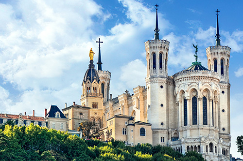a cathedral sitting on a hilltop