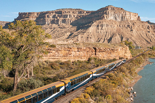 A Canyon Spirit train travels through the Southwest