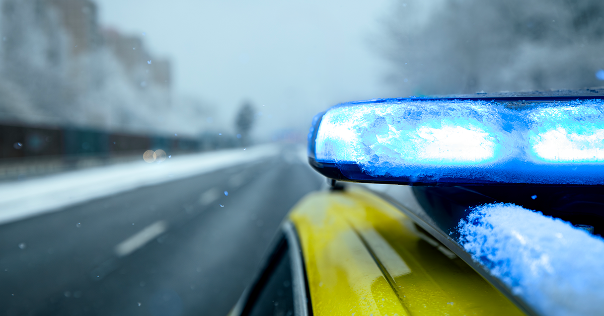 Police car in winter