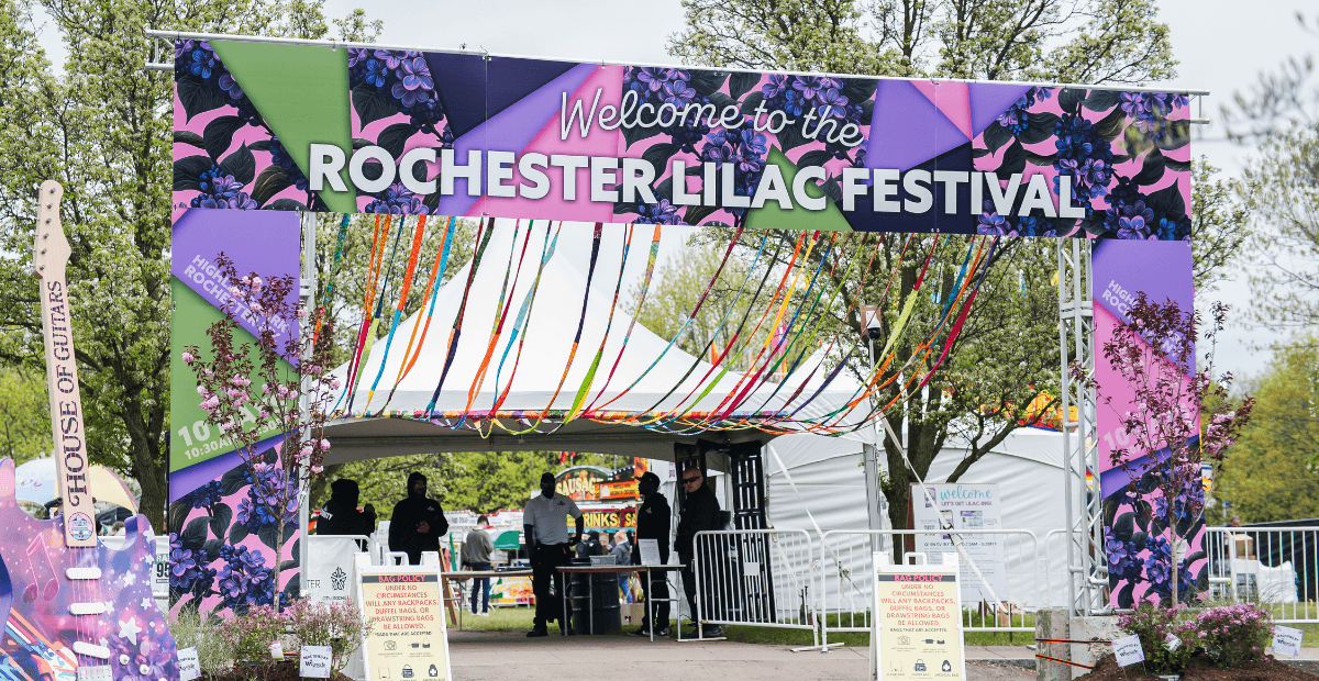 A photo of the entrance of the Rochester Lilac Festival