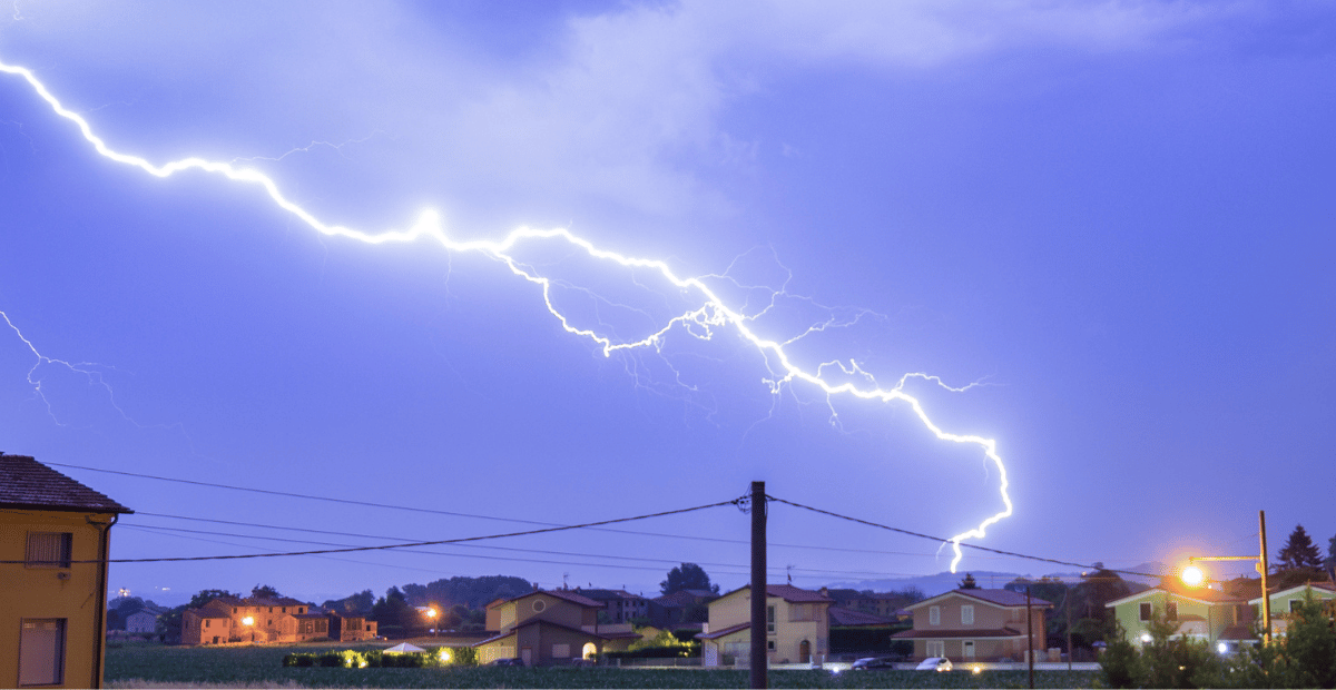 Lightning striking a home.