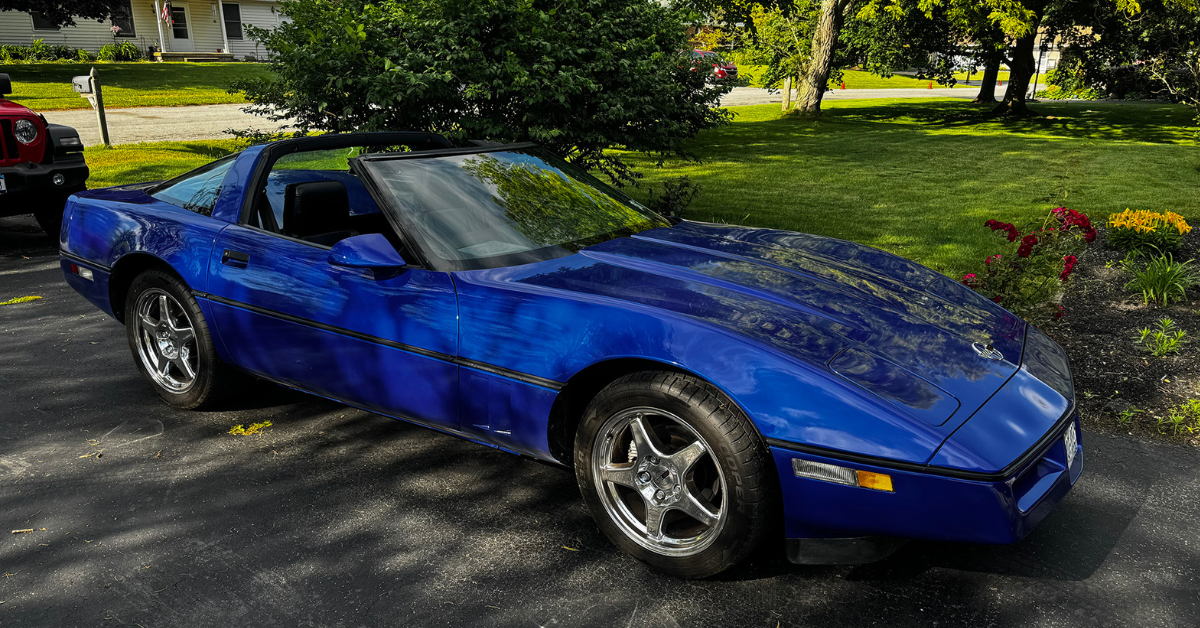 A photo of a blue 1984 Chevrolet Corvette