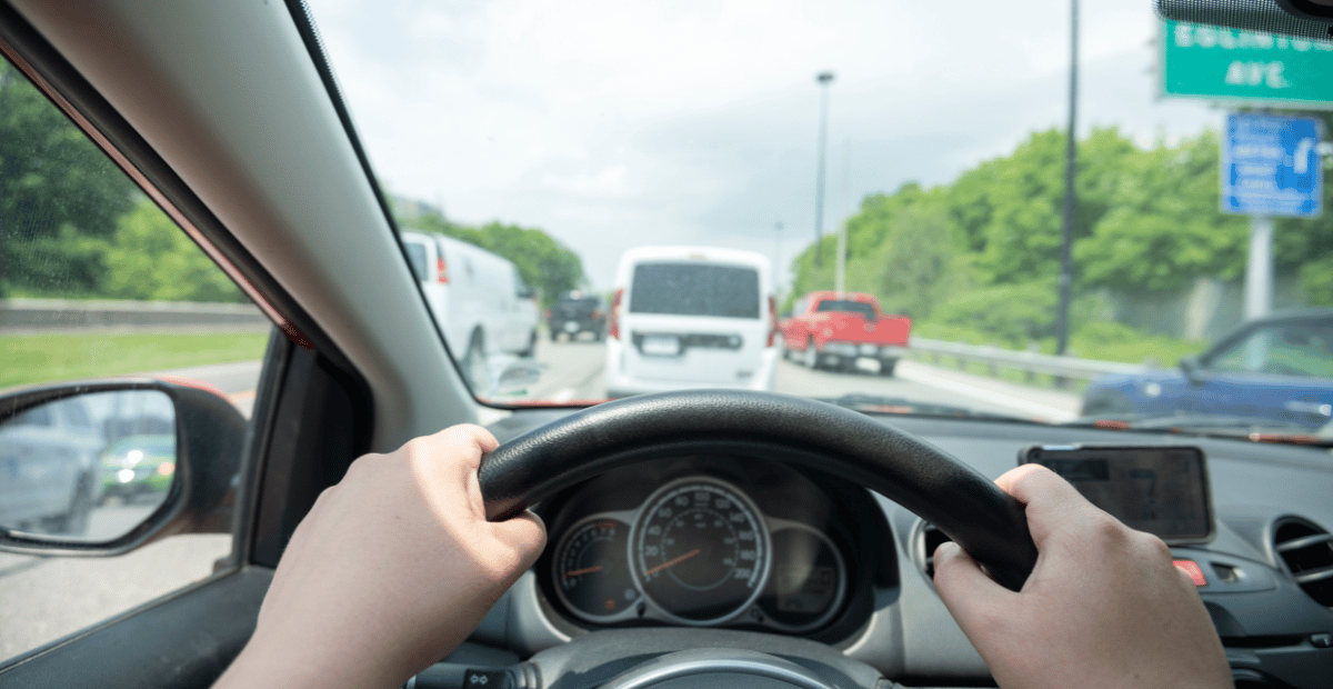 a person driving a car
