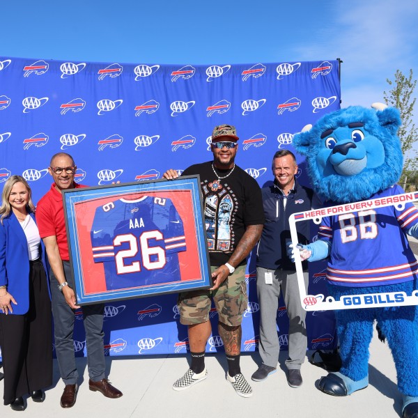 Group Photo of Speakers and Billy Buffalo with license plate frame SQUARE